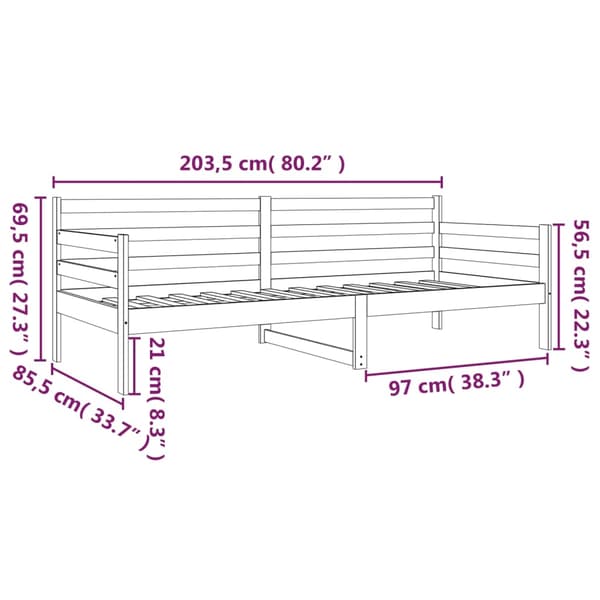 vidaXL Dagbädd vit 80x200 cm massiv furu