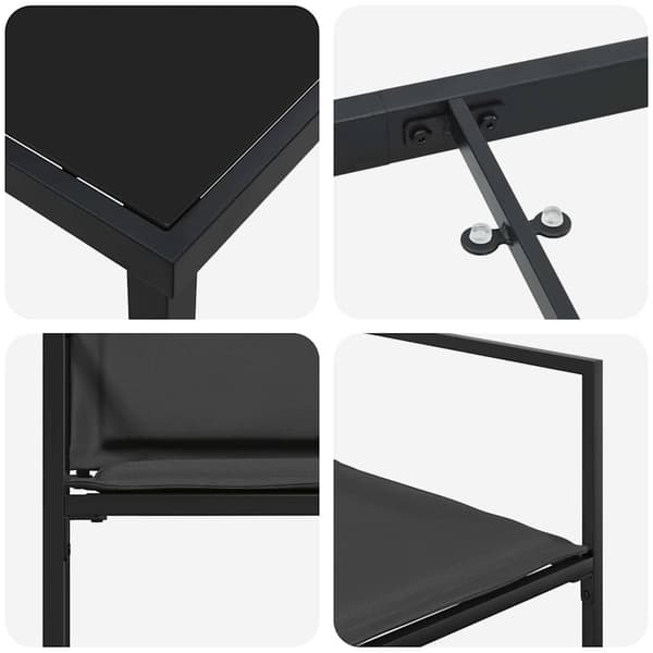 vidaXL Trädgårdsmöbelset 5 pcs Svart Pulverlackerat stål