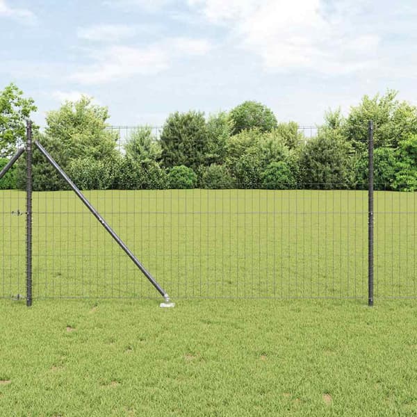 vidaXL Gjerde med stolpe Grå 1,2 x 10 m Stål og PVC