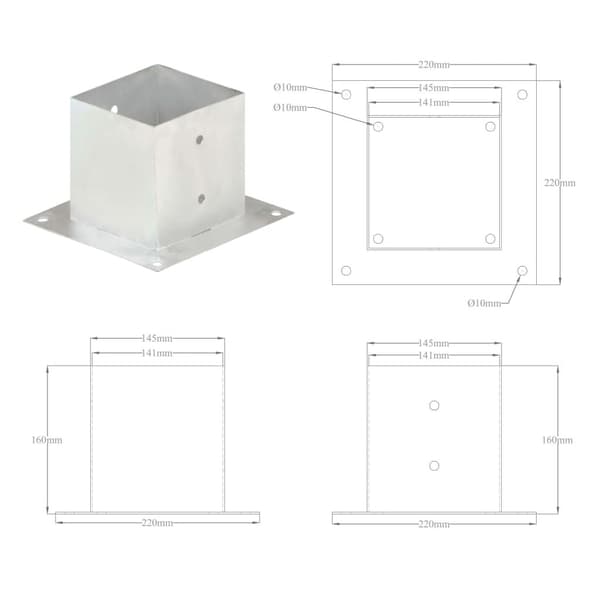 vidaXL Stolpfot 4 st galvaniserad metall 141 mm