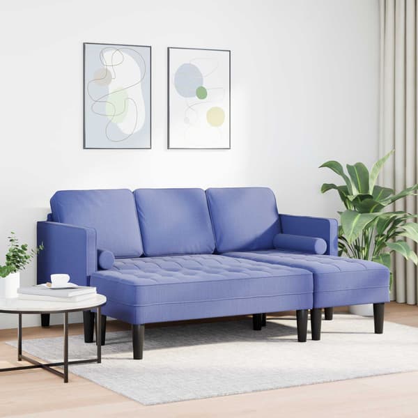 vidaXL Soffset med kudde 2 pcs Jeansblå Polyester