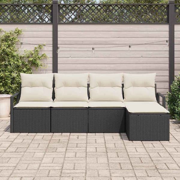 vidaXL Soffgrupp 5 delar Svart polyrotting