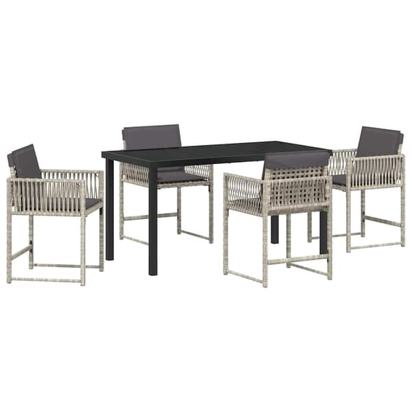 vidaXL Hage Spisegruppe 5 pcs Lysegrå polyrotting