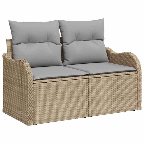 vidaXL Utesoffgrupp 9 delar Beige Polyrotting