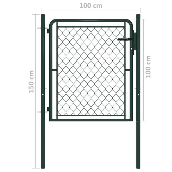 vidaXL Trädgårdsgrind stål 100x100 cm grön