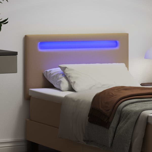 vidaXL LED huvuddyna Cappuccino 100 cm Konstläder