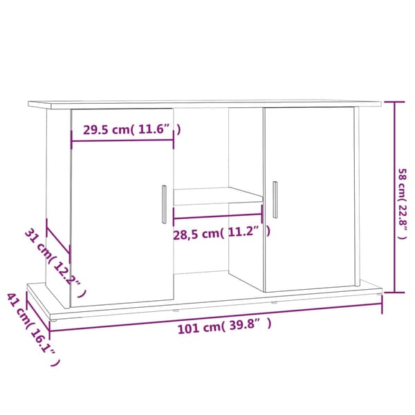 vidaXL Akvariumstativ røkt eik 101x41x58 cm konstruert tre