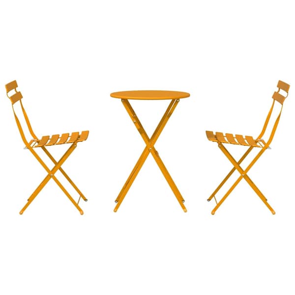 vidaXL Sammenleggbart Bistrosett 3 pcs Sennepsgul Stål