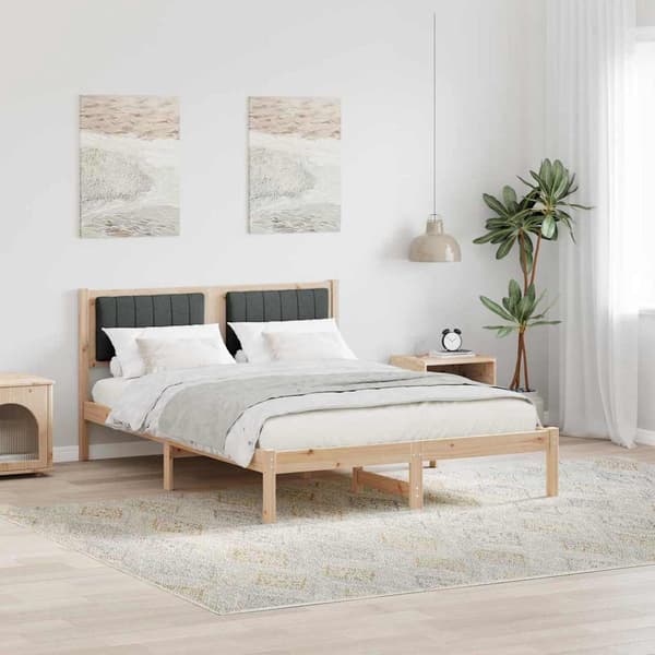 vidaXL Sängram med Vadderad Sänggavel Mörkgrå 135 x 190 cm