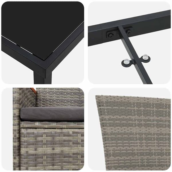 vidaXL Trädgårdsmöbelset med kudde 5 pcs Grå Pulverlackerat stål