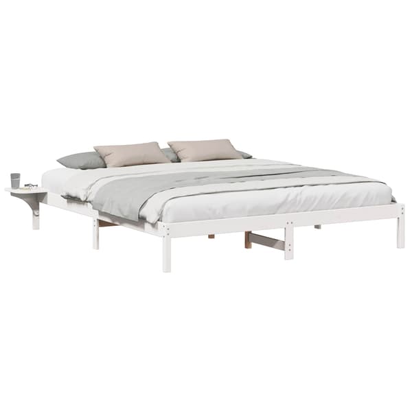 vidaXL Sängram Vit 200 x 200 cm Massiv furu