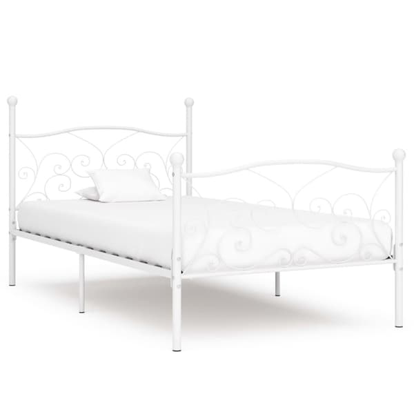 vidaXL Seng/Sengeramme med spilebase hvit metall 100x200 cm change1