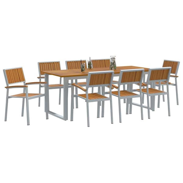 vidaXL Hage Spisegruppe 9 pcs Grå Solid akasietre