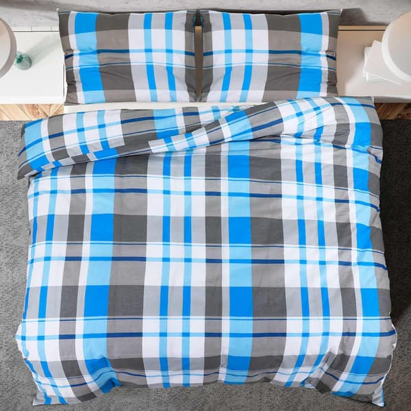 vidaXL Bäddset blå och grå 220x240 cm bomull