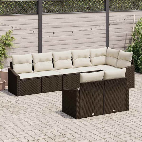 vidaXL Soffset med kudde 8 pcs Brun konstrotting