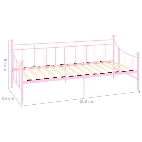 vidaXL Ramme til dagseng rosa metall 90x200 cm