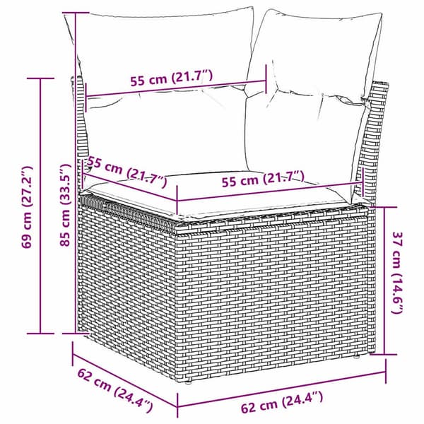 vidaXL Soffset 7 pcs Svart konstrotting