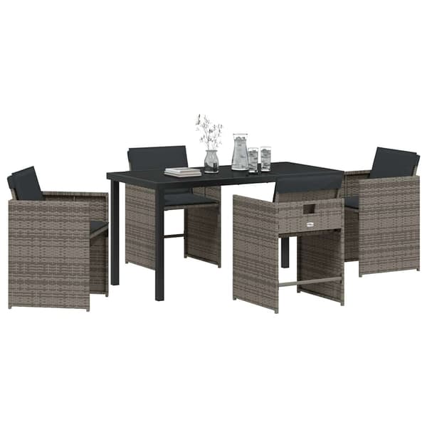 vidaXL Hage Spisegruppe 5 pcs Grå polyrotting