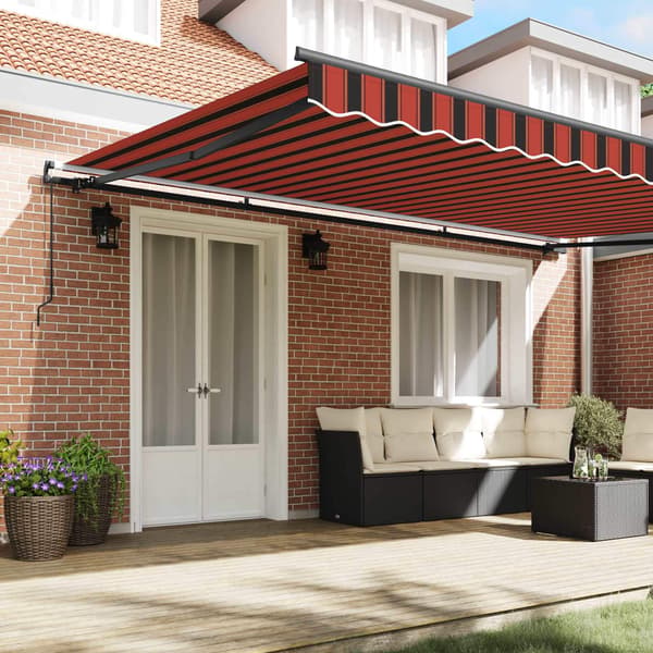 vidaXL Utfällbar markis orange och brun 500 × 350 cm