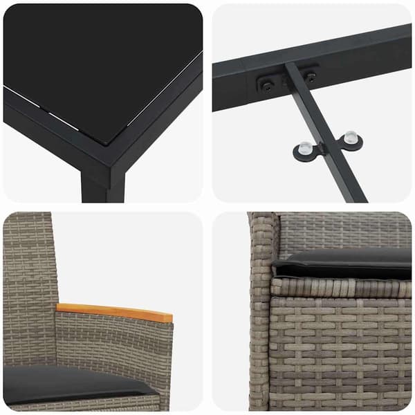 vidaXL Trädgårdsmöbelset 5 pcs Grå konstrotting