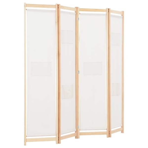 vidaXL Romdeler 4 paneler kremhvit 160x170x4 cm stoff
