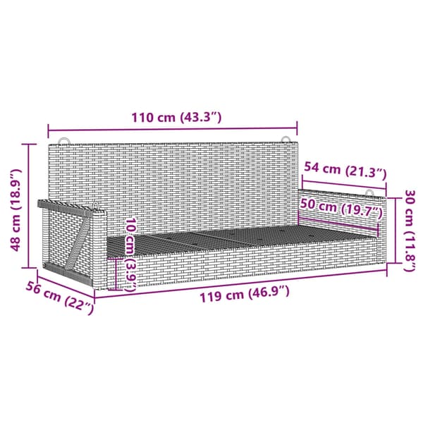 vidaXL Huskebenk beige 119x56x48 cm polyrotting