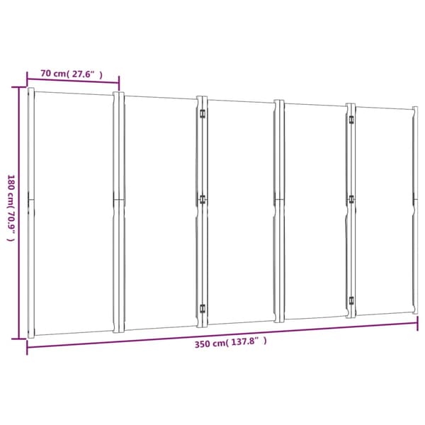 vidaXL Romdeler 5 paneler mørkeblå 350x180 cm