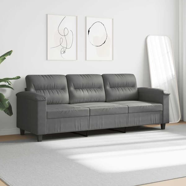 vidaXL 3-sitssoffa Mörkgrå 180 cm mikrofibertyg