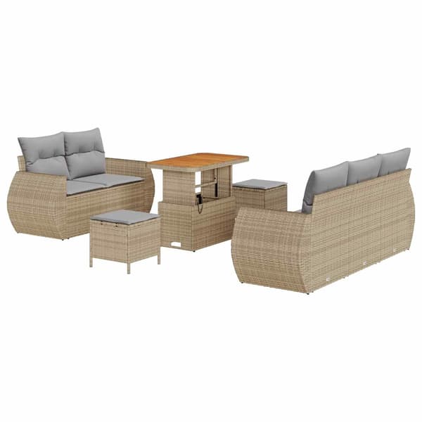 vidaXL Trädgårdsoffset 8 pcs Beige konstrotting