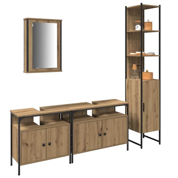 vidaXL Baderomsinnredningssett 4 pcs Artisan Eik Konstruert tre