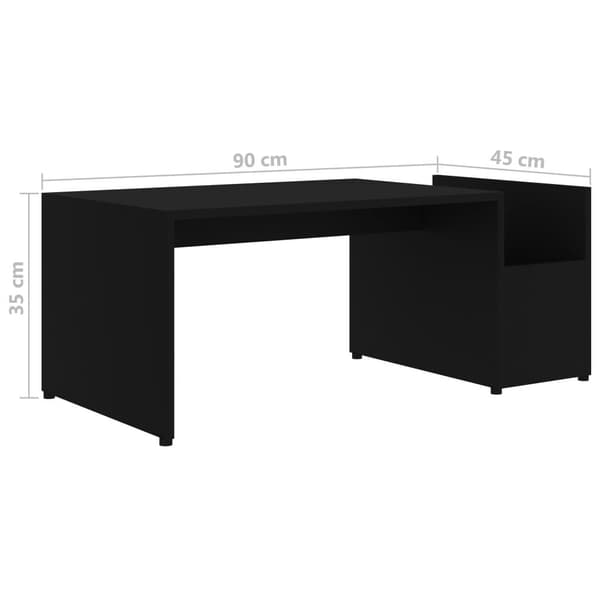 vidaXL Sofabord svart 90x45x35 cm sponplate change2