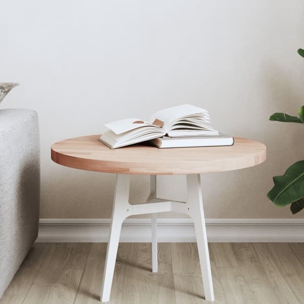 vidaXL Bordplate Ø50x2,5 cm rund heltre bøketre