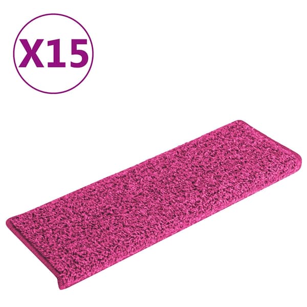 vidaXL Trappematter 15 stk 65x21x4 cm rosa rektangulær kant