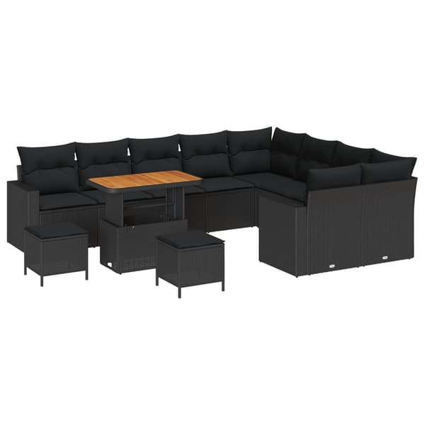 vidaXL Trädgårdsoffset 12 pcs Svart konstrotting