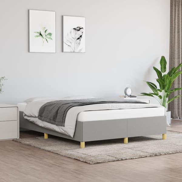 vidaXL Sengeramme lysegrå 135x190 cm Double stoff