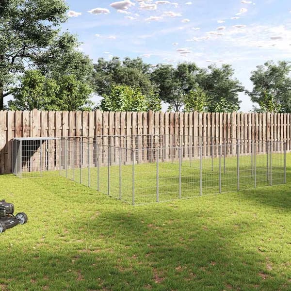 vidaXL Hundgård silver 37,51 m² stål
