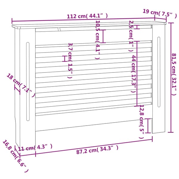 vidaXL Elementskydd svart 112x19x81,5 cm MDF