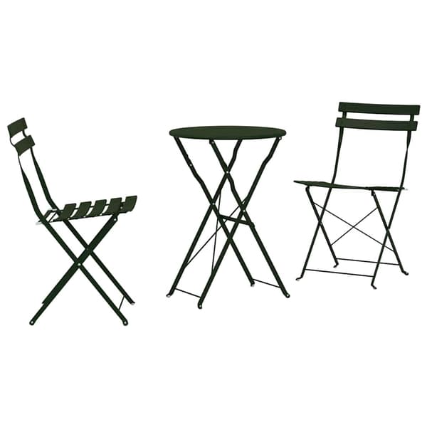vidaXL Sammenleggbart Bistrosett 3 pcs Skog Stål