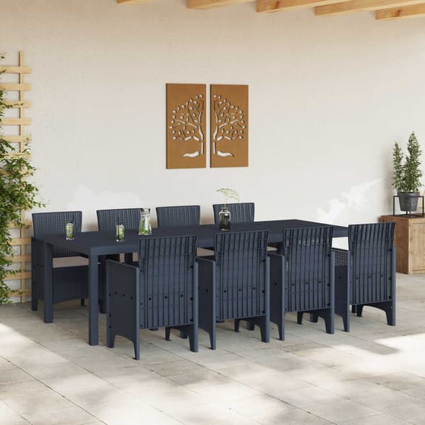 vidaXL Trädgårdsmöbelset 9 pcs Antracit Polypropylen