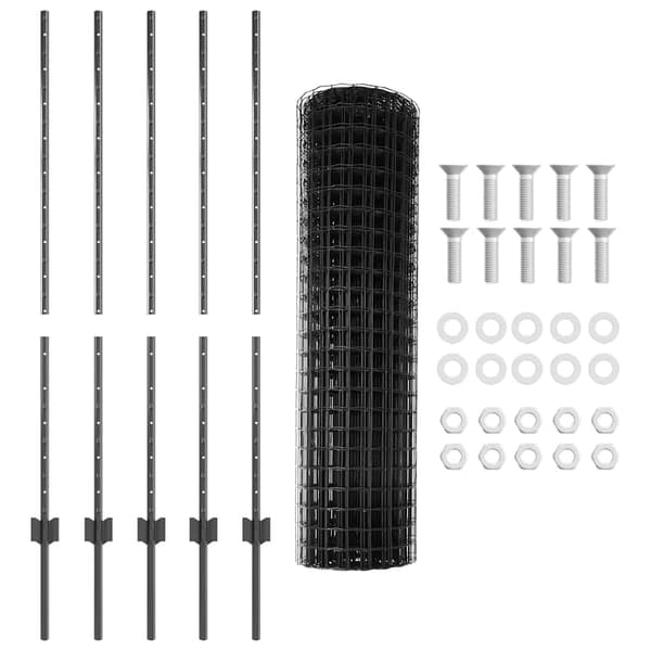 vidaXL Gjerde med stolpe Grå 1,2 x 10 m Stål og PVC