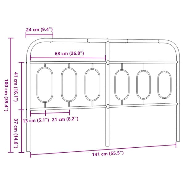 vidaXL Utskiftbar sengegavl i metall hvit 140 cm