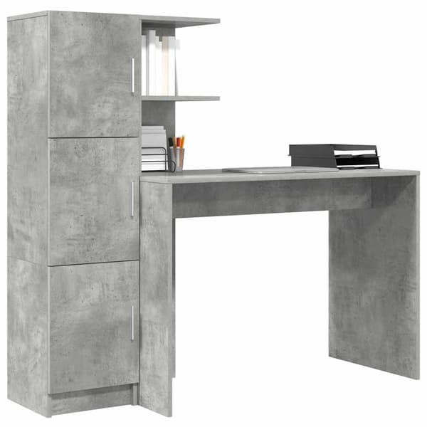 vidaXL Skrivbord 2 pcs Betonggrå