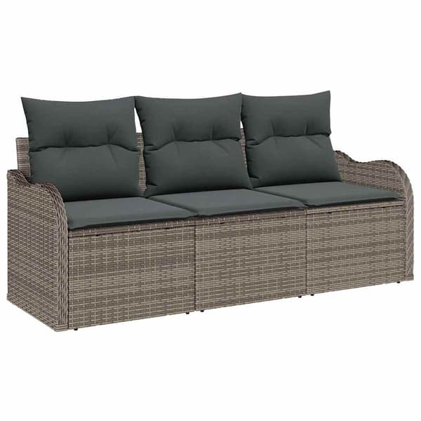 vidaXL Trädgårdsoffset med lagring 3 pcs Grå Poly rattan