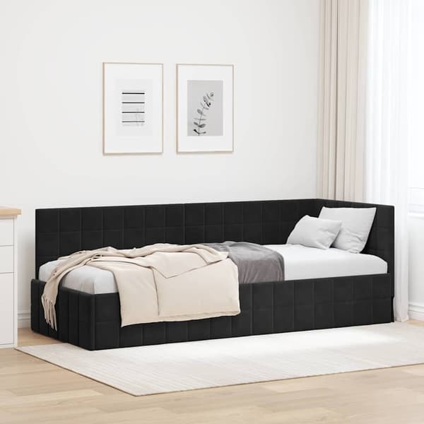vidaXL Hörnssängram Svart 80 x 200 cm Sammet