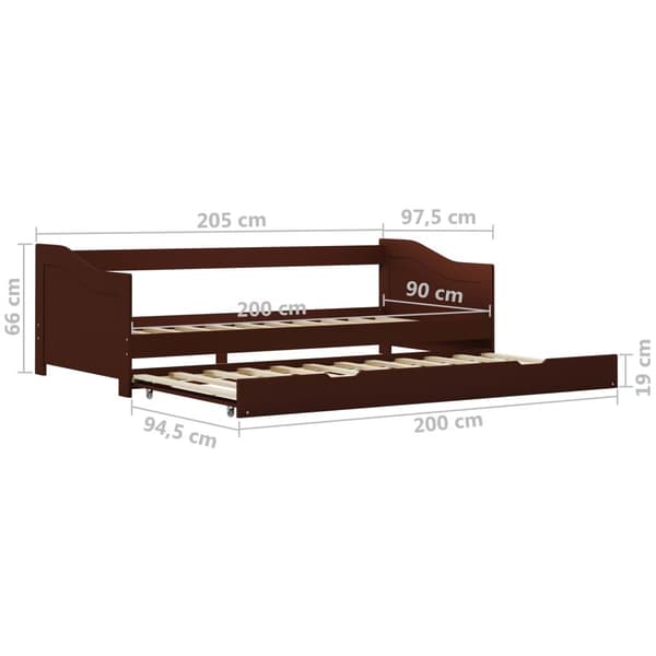 vidaXL Bäddsoffa ram furu mörkbrun 90x200 cm