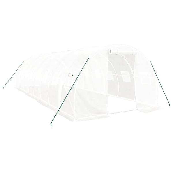 vidaXL Växthus med stålram vit 24 m² 8x3x2 m
