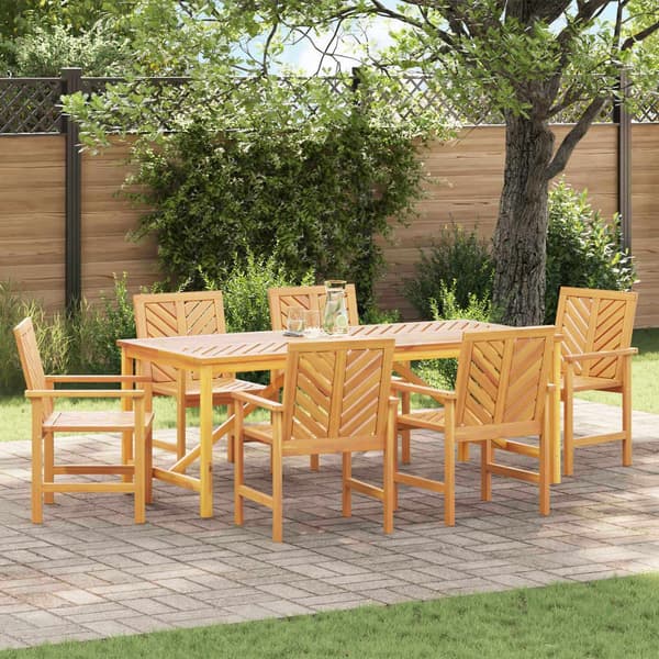 vidaXL Hage Spisegruppe 7 pcs Brun Solid akasietre