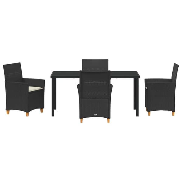 vidaXL Trädgårdsmöbelset 5 pcs Svart konstrotting