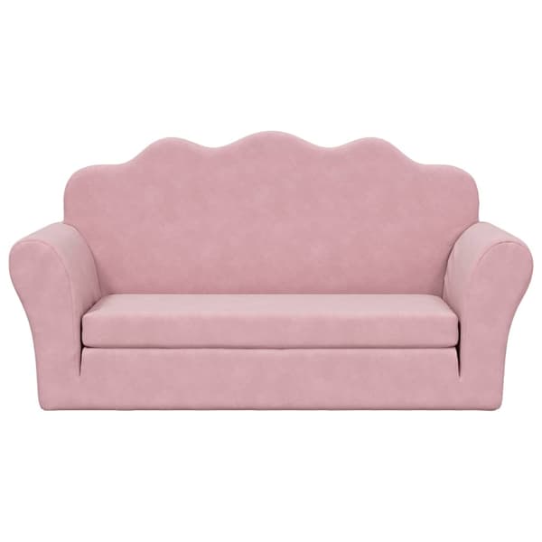 vidaXL Bäddsoffa för barn 2-sits rosa mjuk plysch