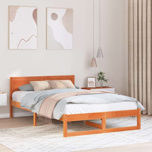 vidaXL Sängram Vit Massivt tallträ 75 x 190 cm Hållbar Rektangulär